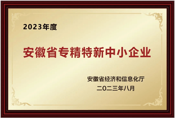 2023年獲得了安徽省“專(zhuān)精特新“中小企業(yè)榮譽(yù)稱(chēng)號